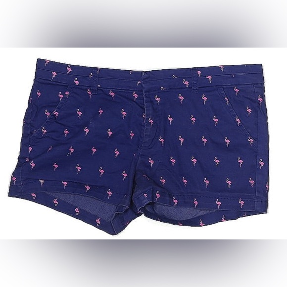 Harper Pants - Harper Navy Shorts with Pink Flamingo Print